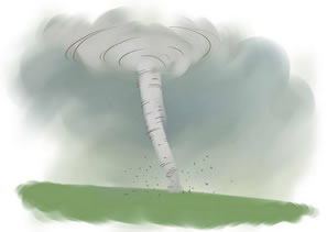 sketch of tornado in Oklahoma and good reason for tornado shelter